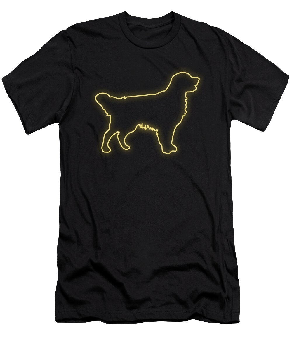 80s Retro Neon Sign Golden Retriever Dog 80s Gift Noirty Designs T-Shirt