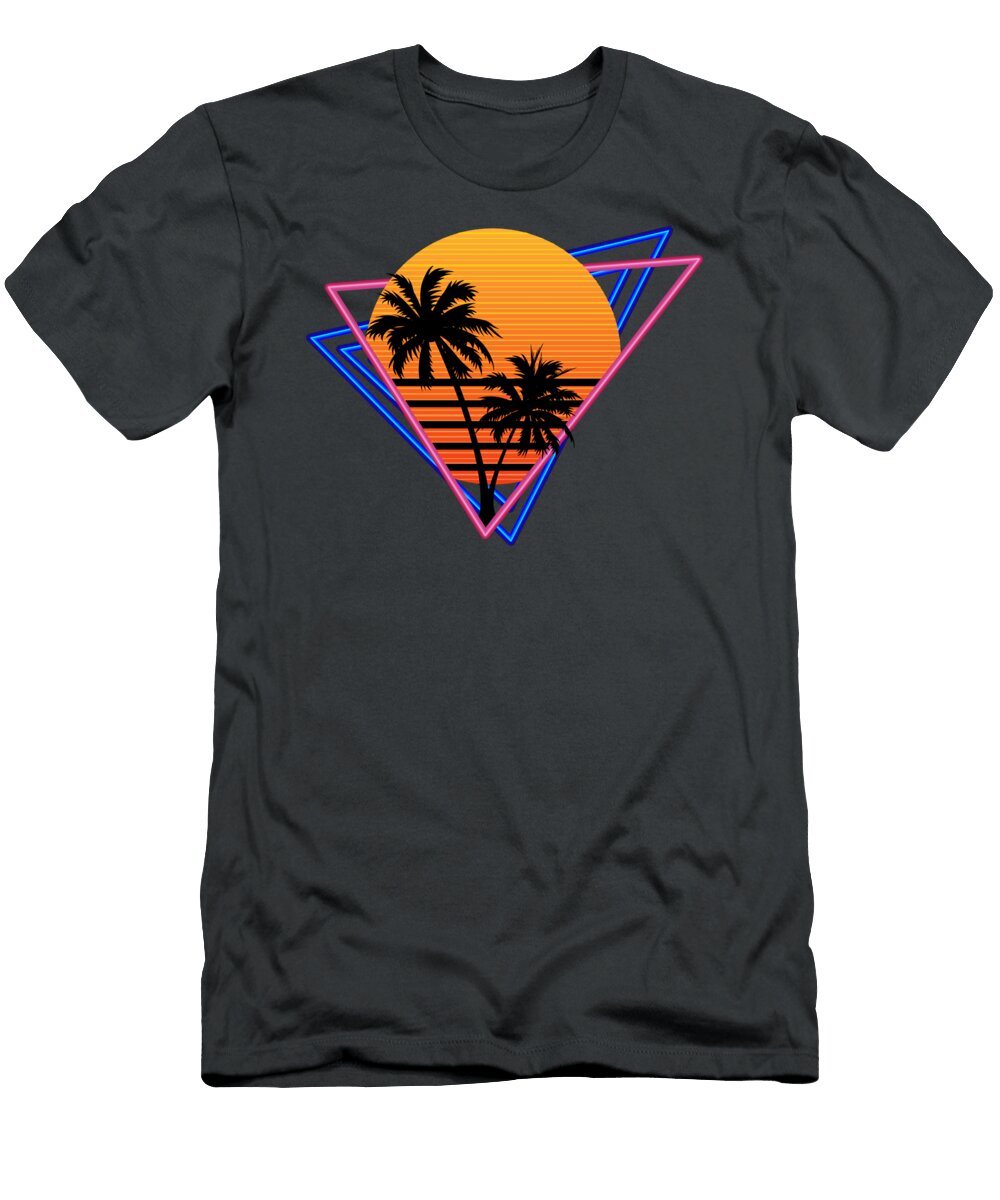 80s Retro Neon Synthwave Inspired Sunset and Handsley Nguyen T-Shirt