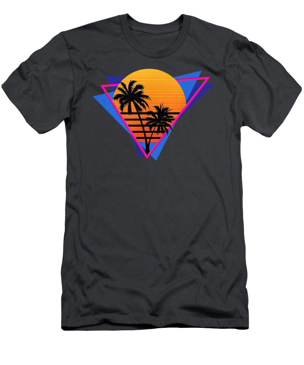 80s Style Synthwave Retrowave Aesthetic Palm Tree Arloju Suzie T-Shirt