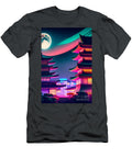 81 Synthwave Japanese Town with Moon Background Boon Mee T-Shirt