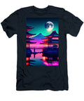 84 Synthwave Japanese Town with Moon Background Boon Mee T-Shirt