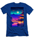 87 Synthwave Japanese Town with Moon Background Boon Mee T-Shirt