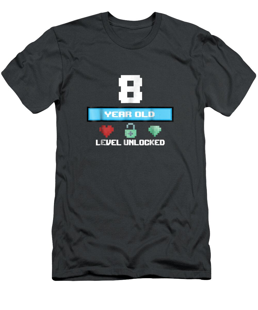 8th Birthday 8 Year Old Level Unlocked Bday Dawid Zelda T-Shirt