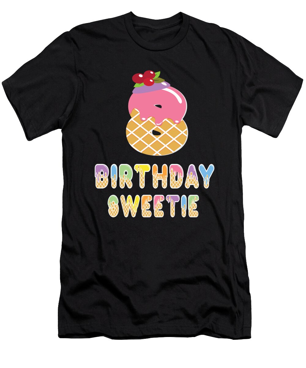 8th Birthday Sweetie Waffle Lover Girl 8 Years Old Bday Product Art Grabitees T-Shirt