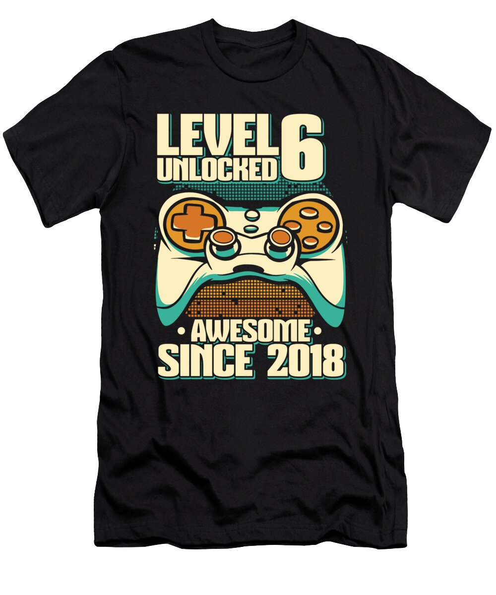 9 6 Year Old Gamer Gaming 6th Birthday Level 6 Unlocked Crazy Squirrel T-Shirt