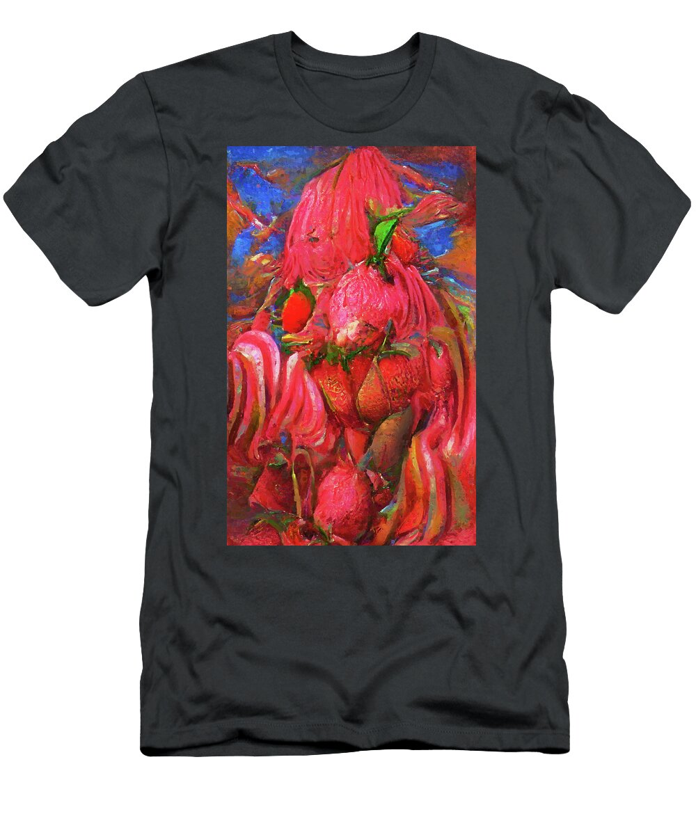 9 Painted Strawberry Ice Cream in Pink and Red Color Melting Ice Art Momente T-Shirt