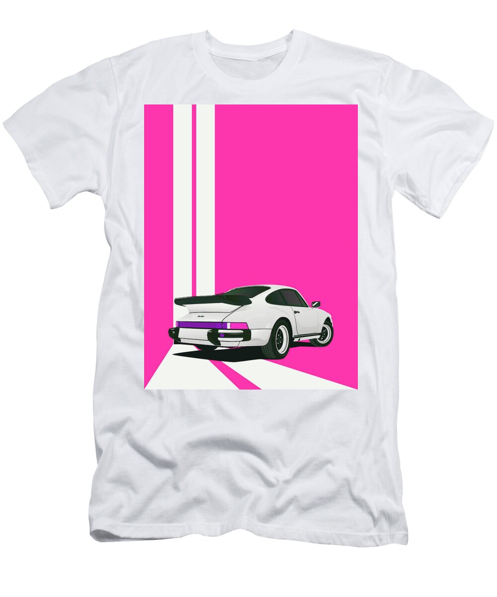 9 Porsche 911 930 Classic Poster Pink Background Thespeedart T-Shirt