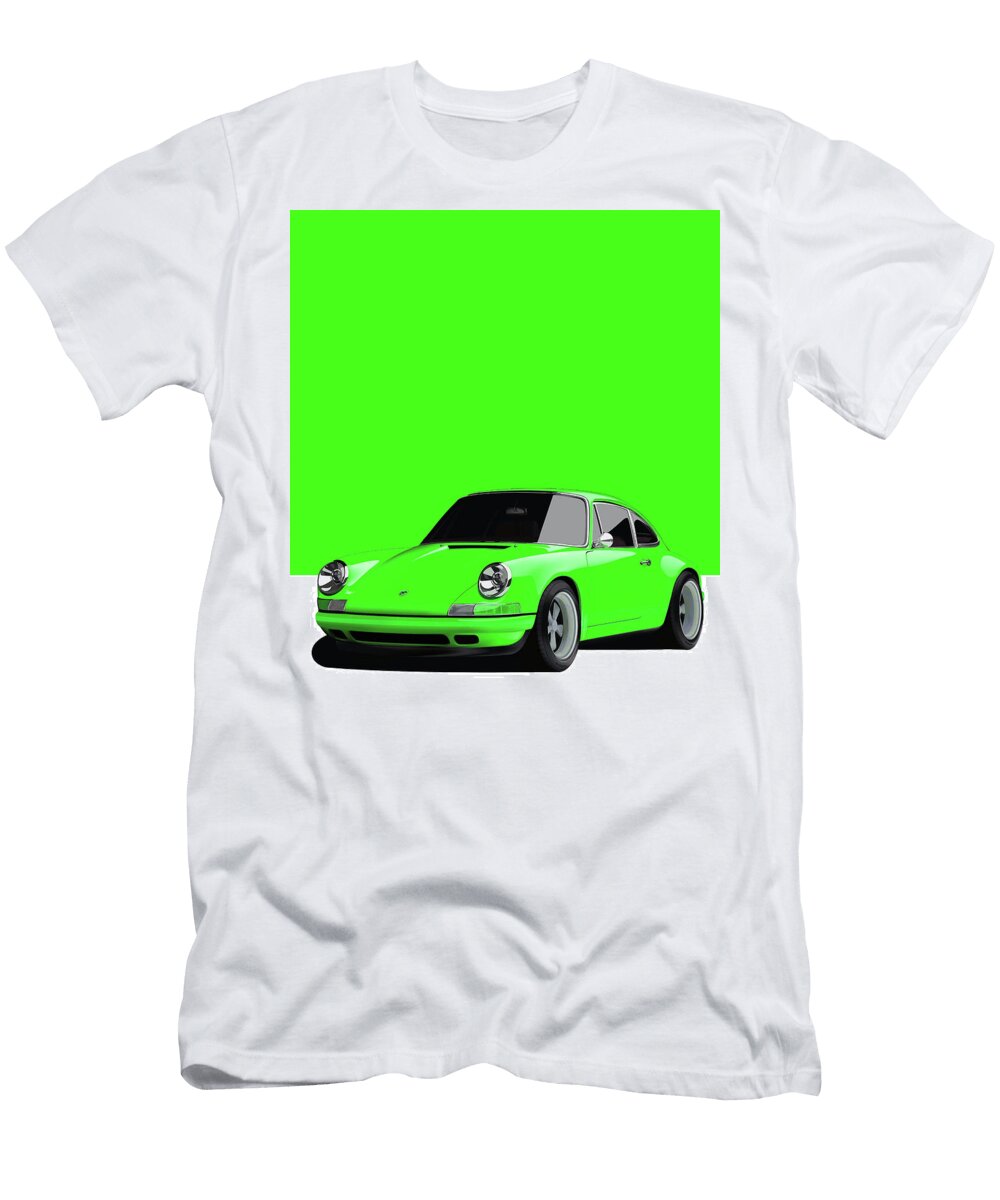 9 Porsche 911 Classic Restomod Poster Green Thespeedart T-Shirt