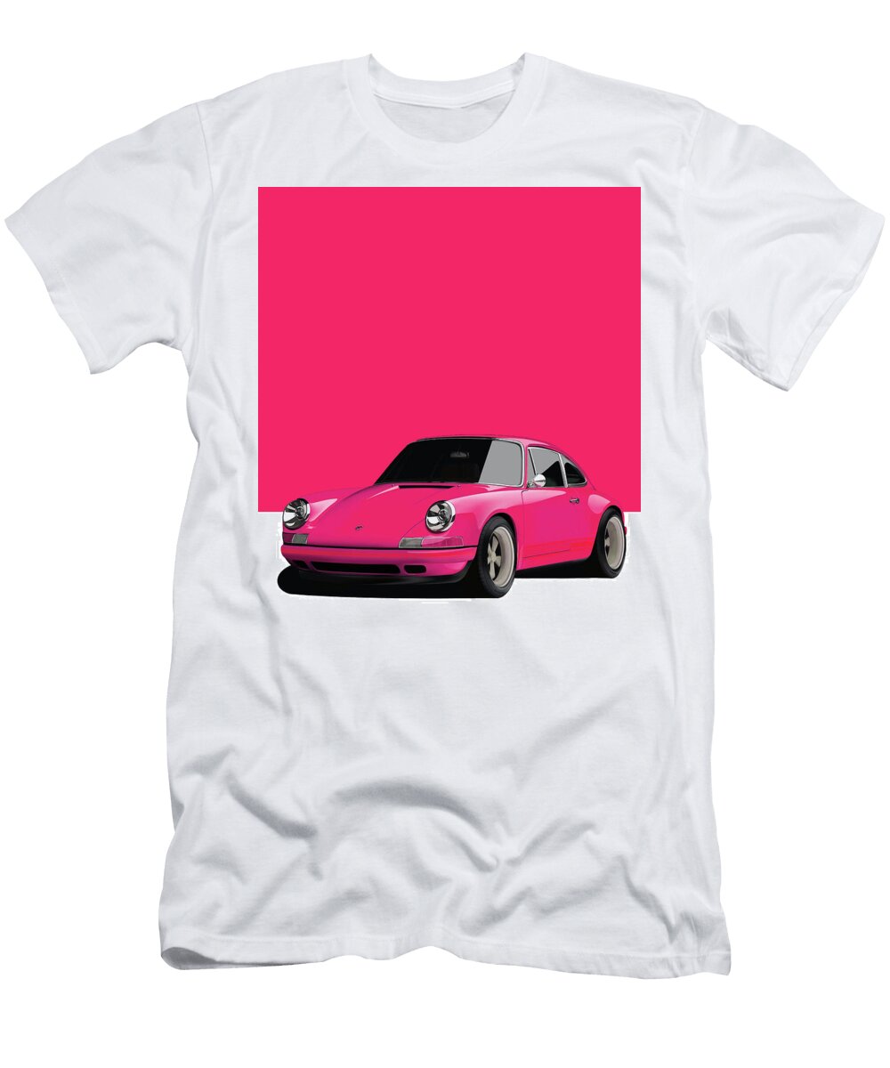 9 Porsche 911 Classic Restomod Poster Pink Thespeedart T-Shirt