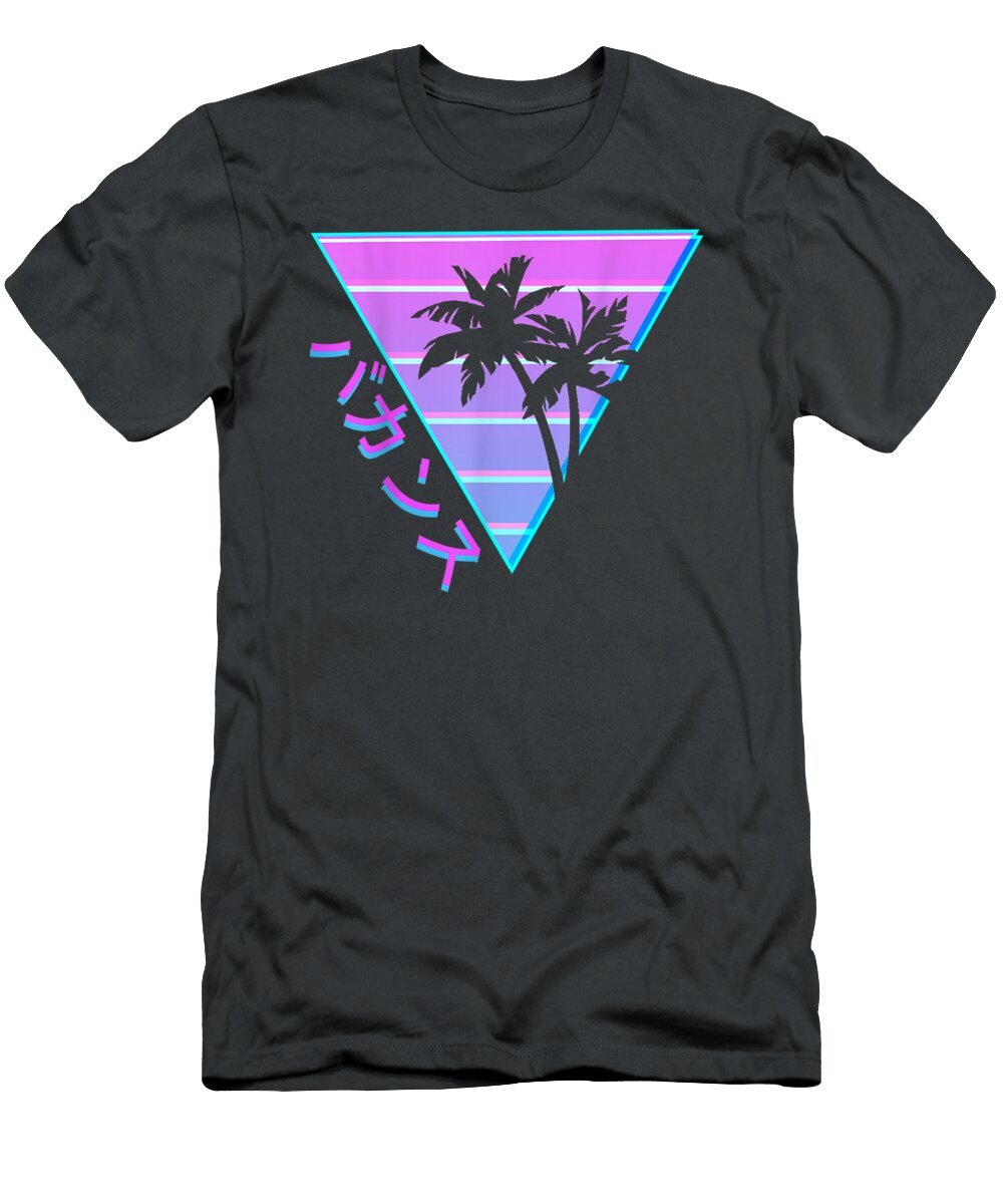 90s Retro Palm Tree Japanese Otaku Aesthetic Vaporwave Art Rocky Azaiiy T-Shirt