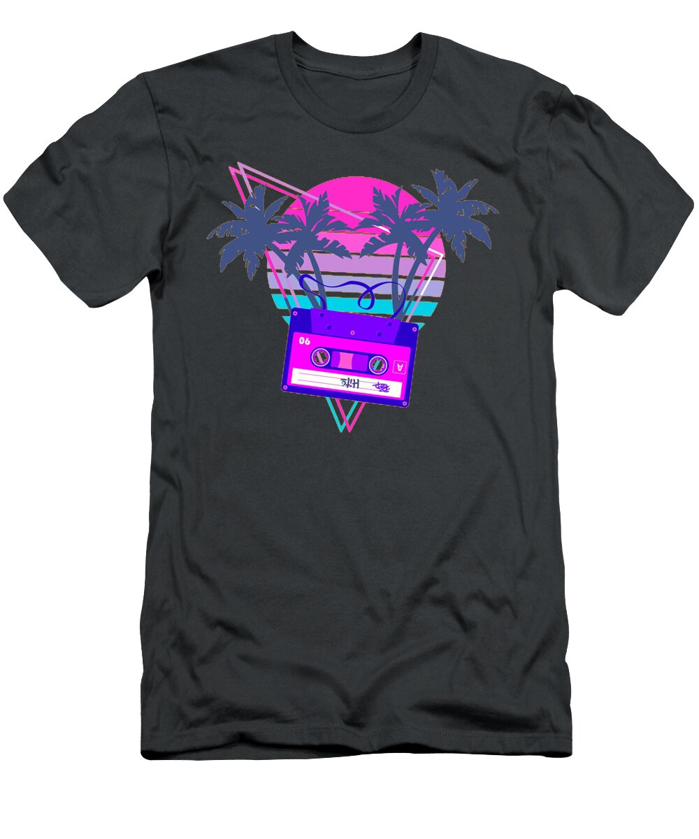 90s Vaporwave Sunset Cassette Tape in Outrun Synthwave Style Sabrina Kusmawati T-Shirt