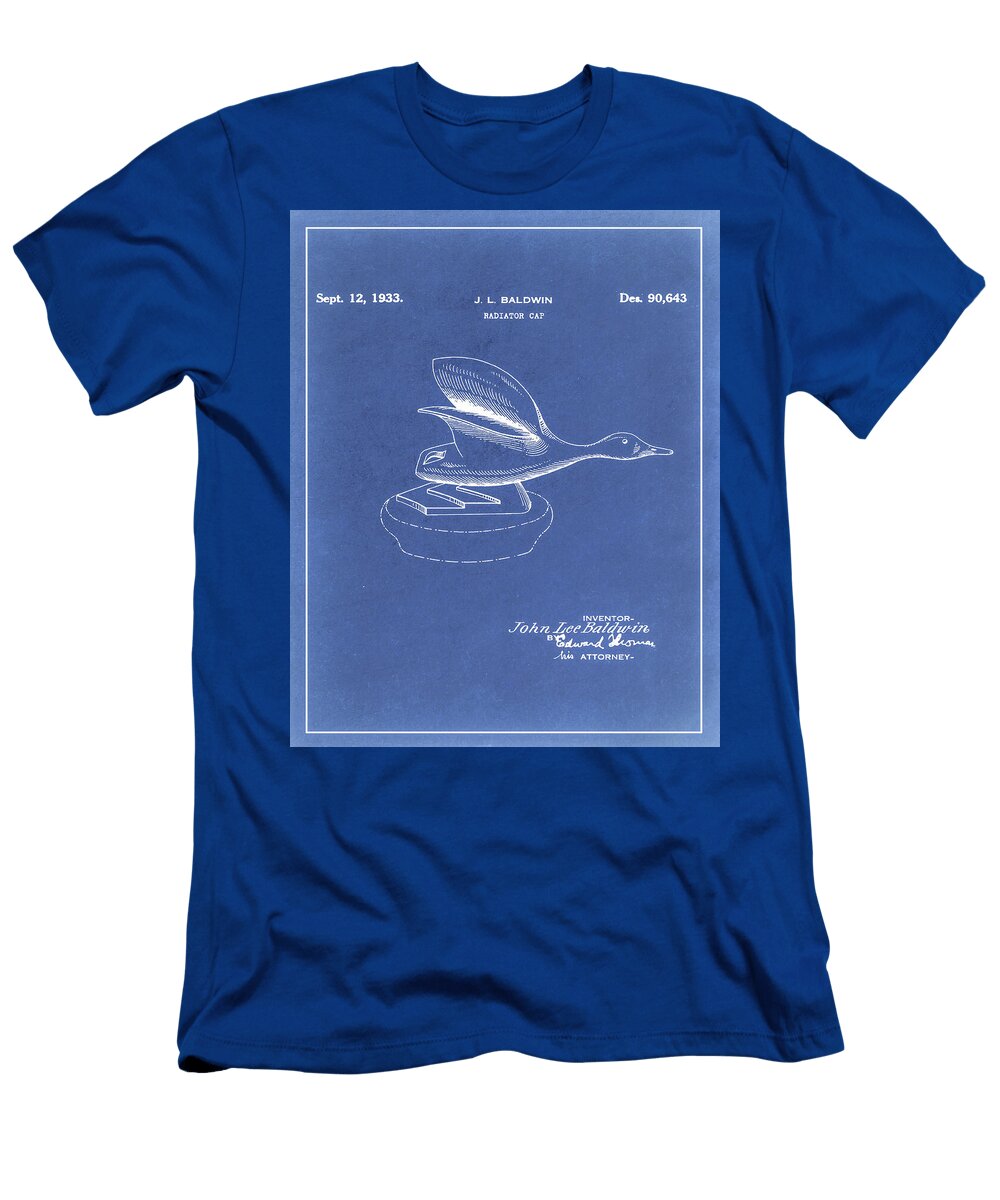 933 Flying Bird Hood Ornament Patent Diagram Dale Kincaid T-Shirt