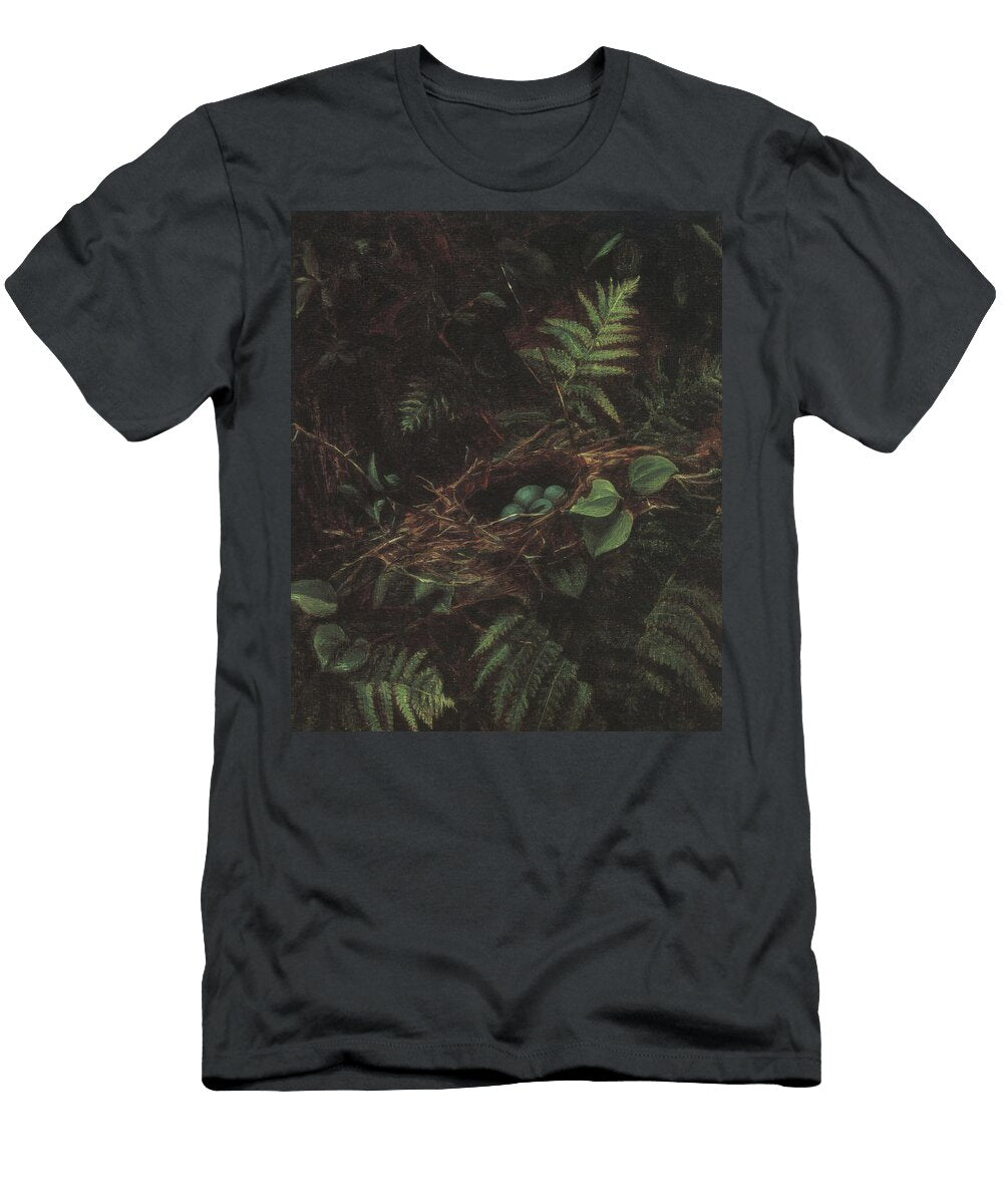 A Birds Nest Tucked Amongst Ferns and Leaves Holding a Clutch Rossie Abre T-Shirt