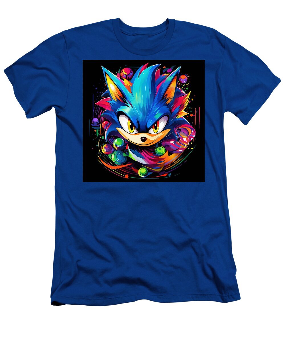 A Blue and Red Cartoon Wolf with a Mischievous Grin Aminat Sahod T-Shirt