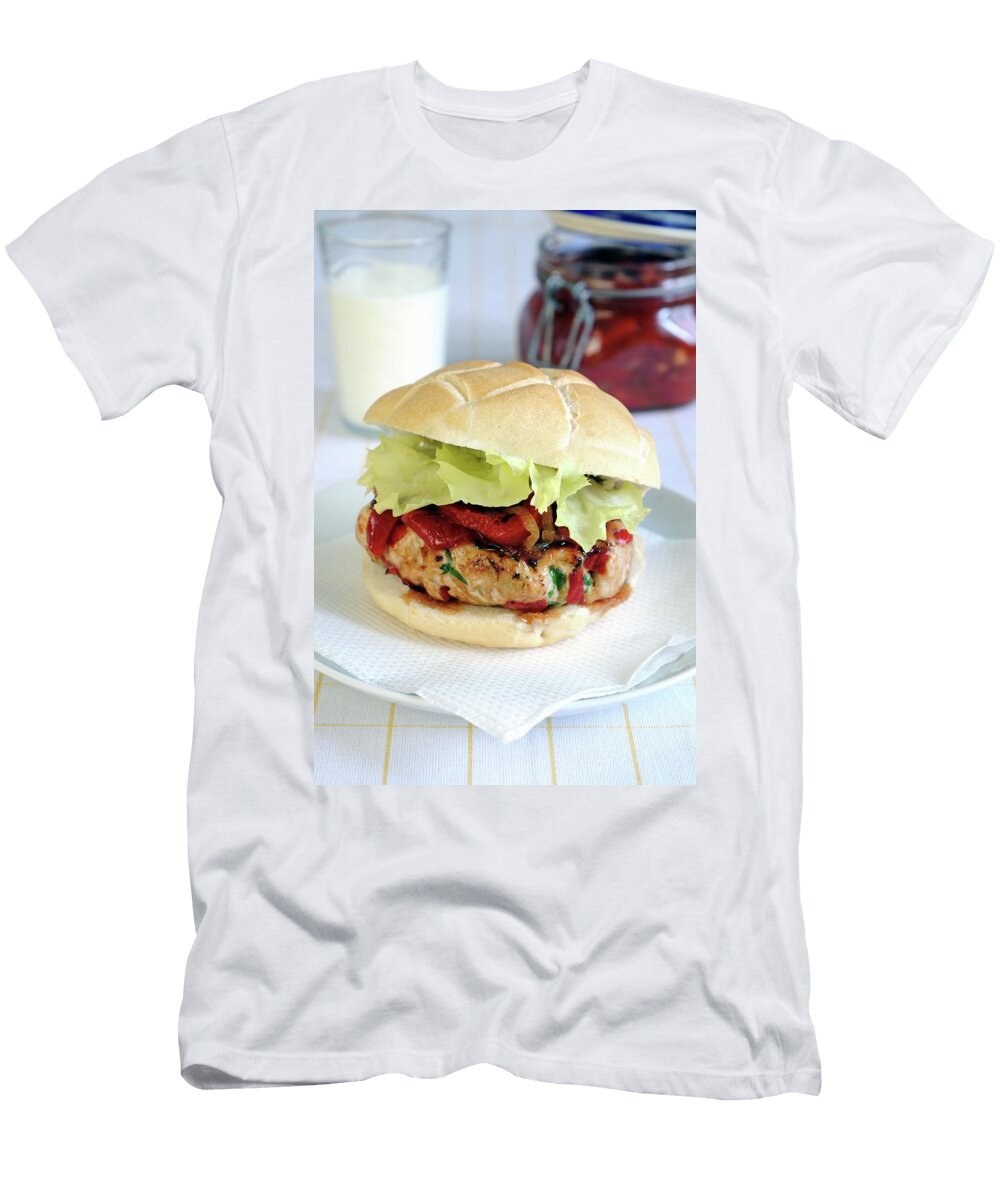 A Chicken Burger with Roasted Pepper Relish on a Ciabatta Bun Mario Matassa T-Shirt