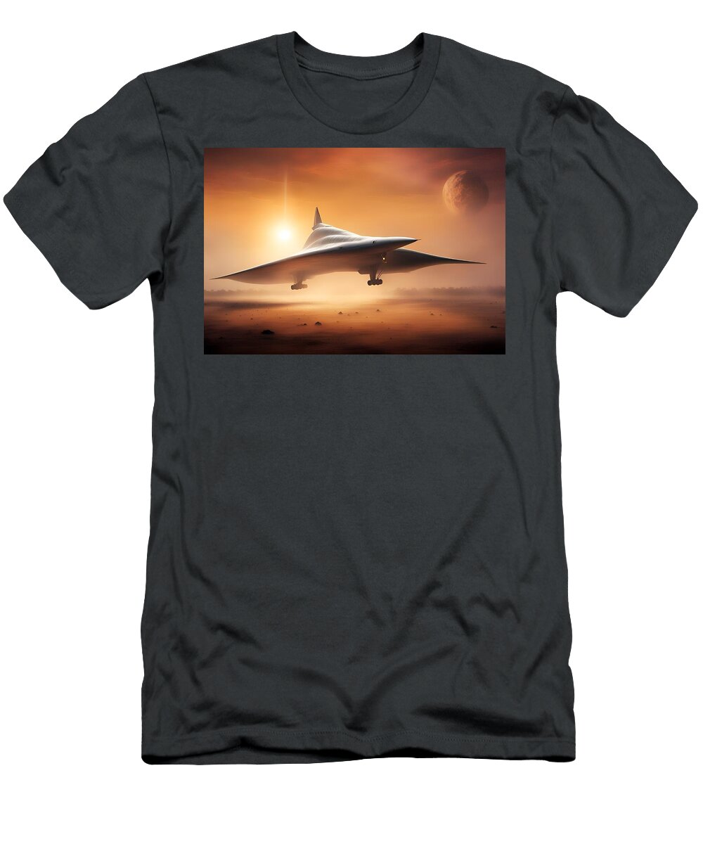 A De Havilland Quantum Sonic Airliner Lands and Takes Off At the Same Moment At New Heathrow Ian Hutson T-Shirt