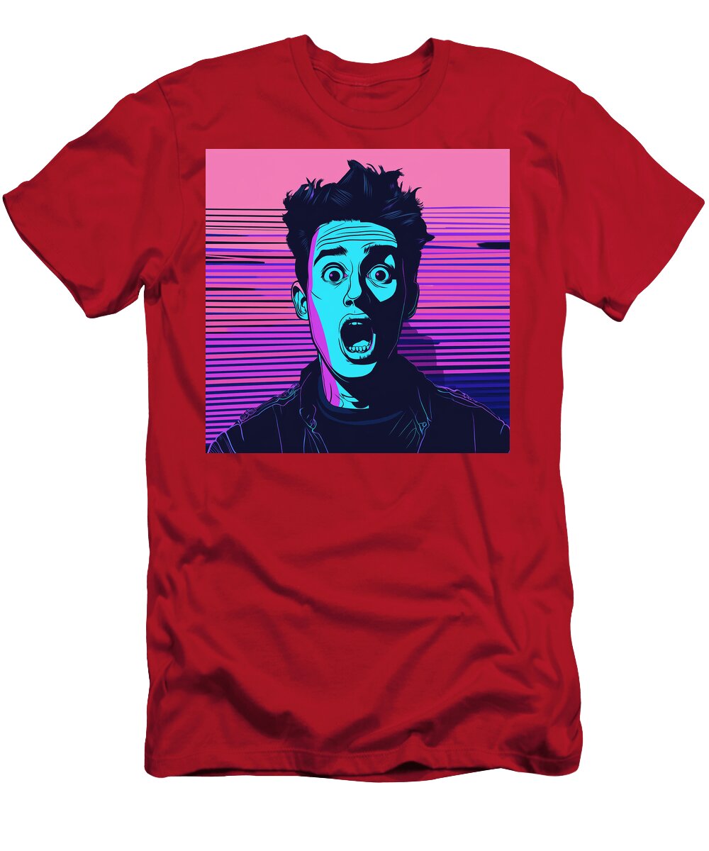 A Digital Art Portrait of a Man with a Surprised Expression Arthur Wither T-Shirt