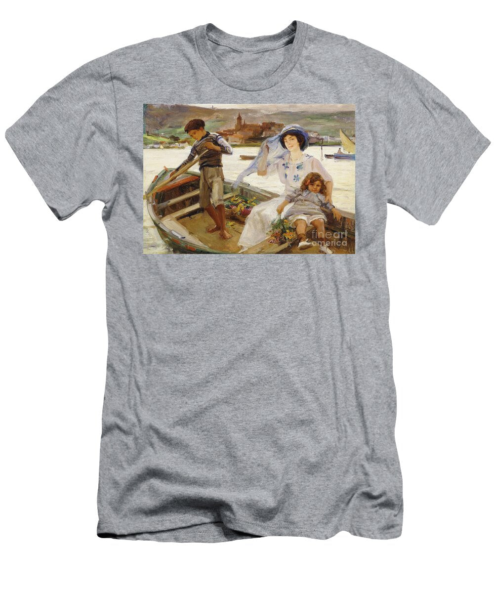 A Mother and Child Being Ferried Across a River with a Town Beyond 1913 Paul Michel Dupuy T-Shirt