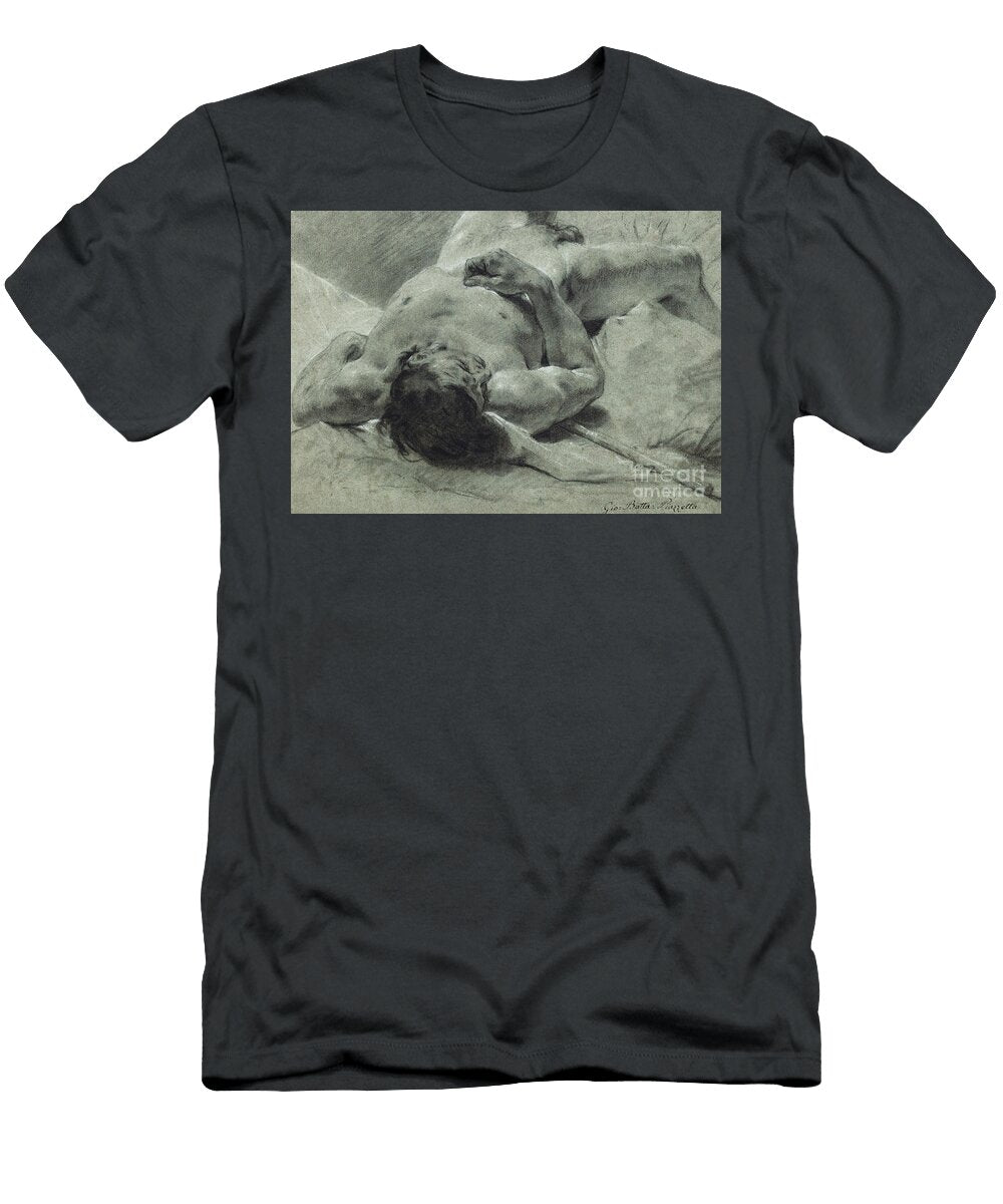 A Nude Youth Sprawled on His Back Upon a Bank Lying on a Standard Giovanni Battista Piazzetta T-Shirt
