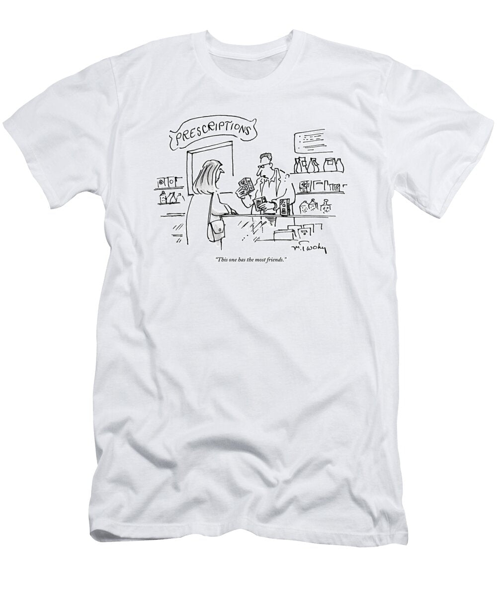 A Pharmacist Hands a Drug to a Woman Mike Twohy T-Shirt
