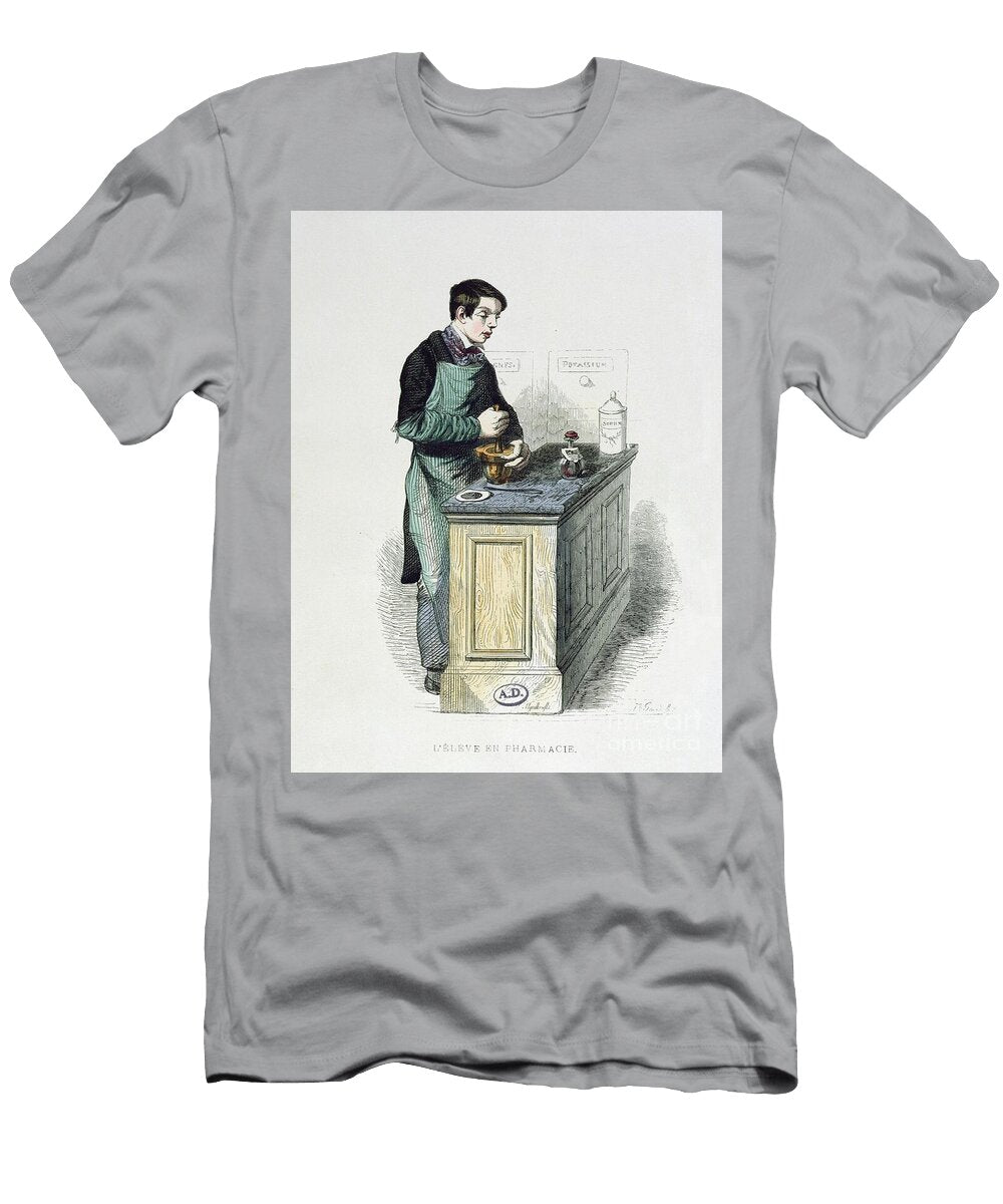 A Pharmacy Student Preparing Medicine Illustration From Les Francais Peints Par Eux Memes Editions L Curmer 1841 French School T-Shirt
