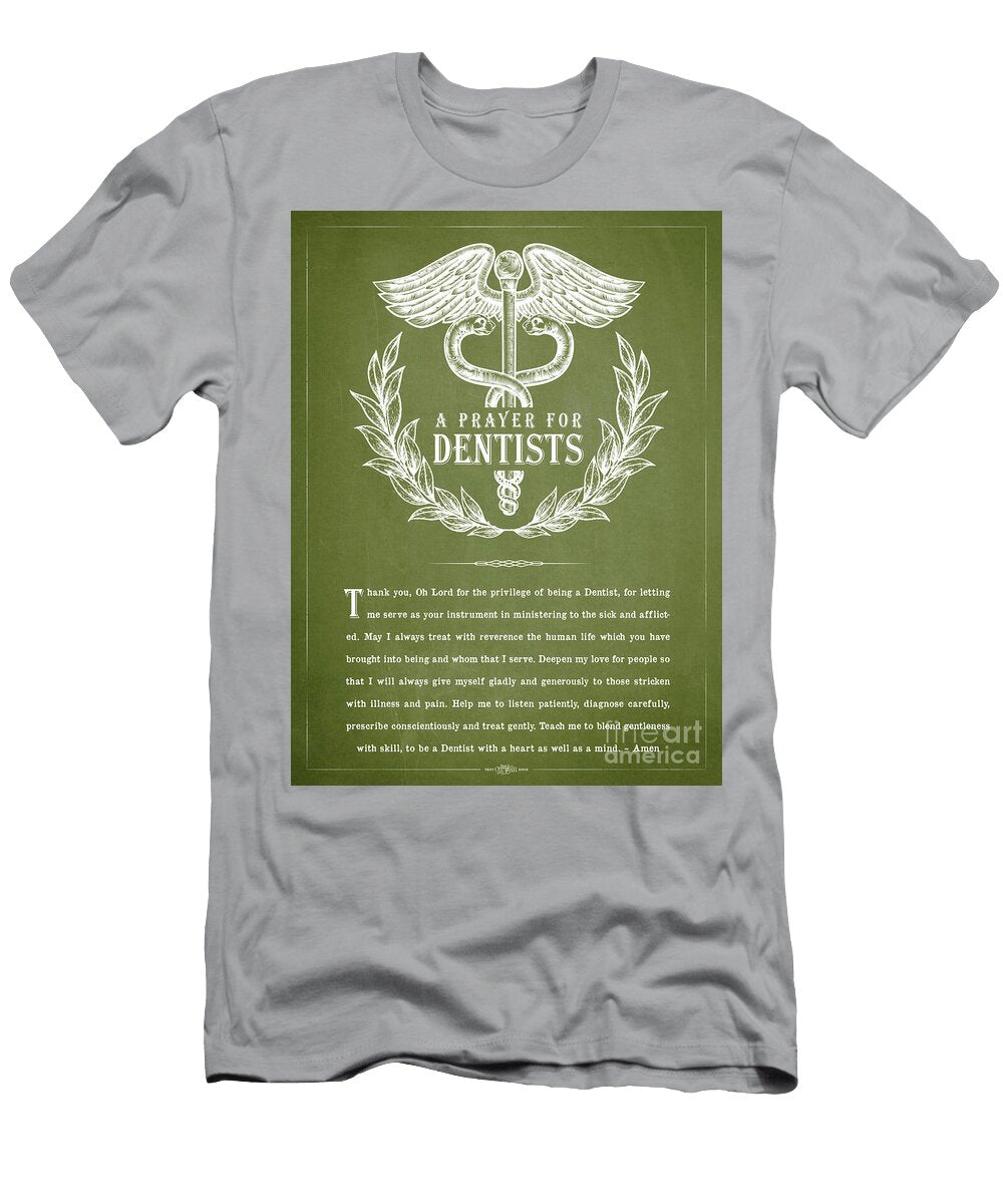 A Prayer for Dentists Green Aged Pixel T-Shirt