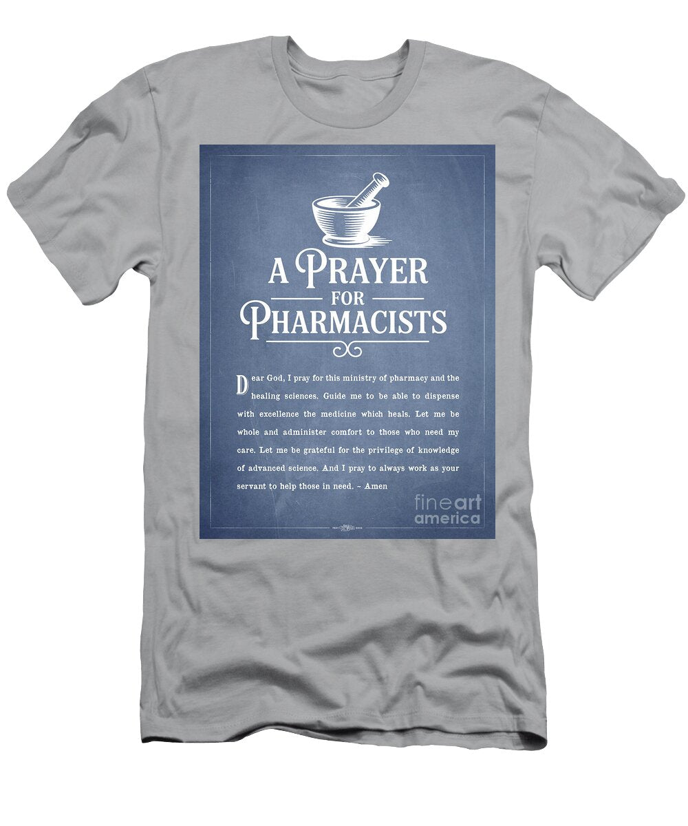 A Prayer for Pharmacists Blue Aged Pixel T-Shirt