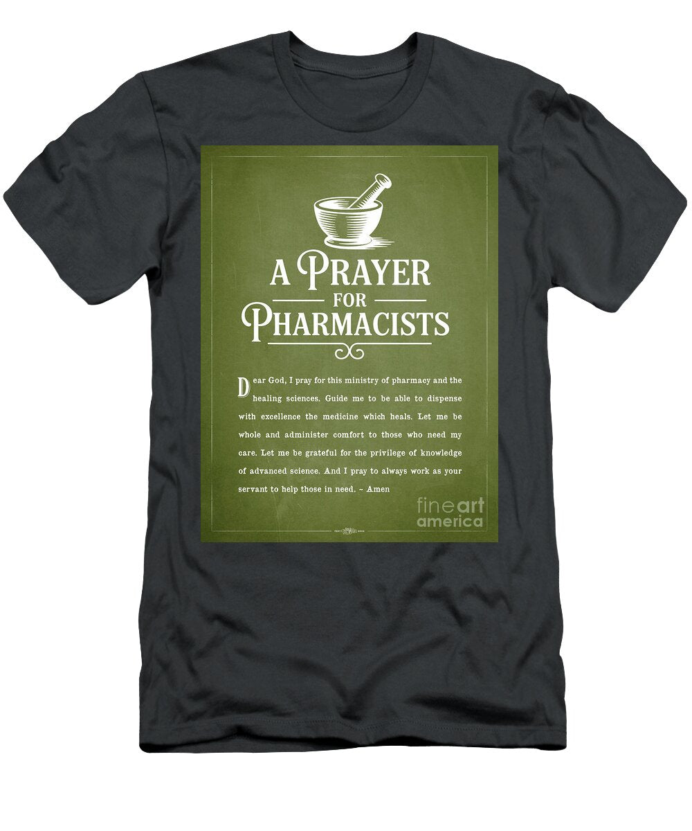 A Prayer for Pharmacists Green Aged Pixel T-Shirt