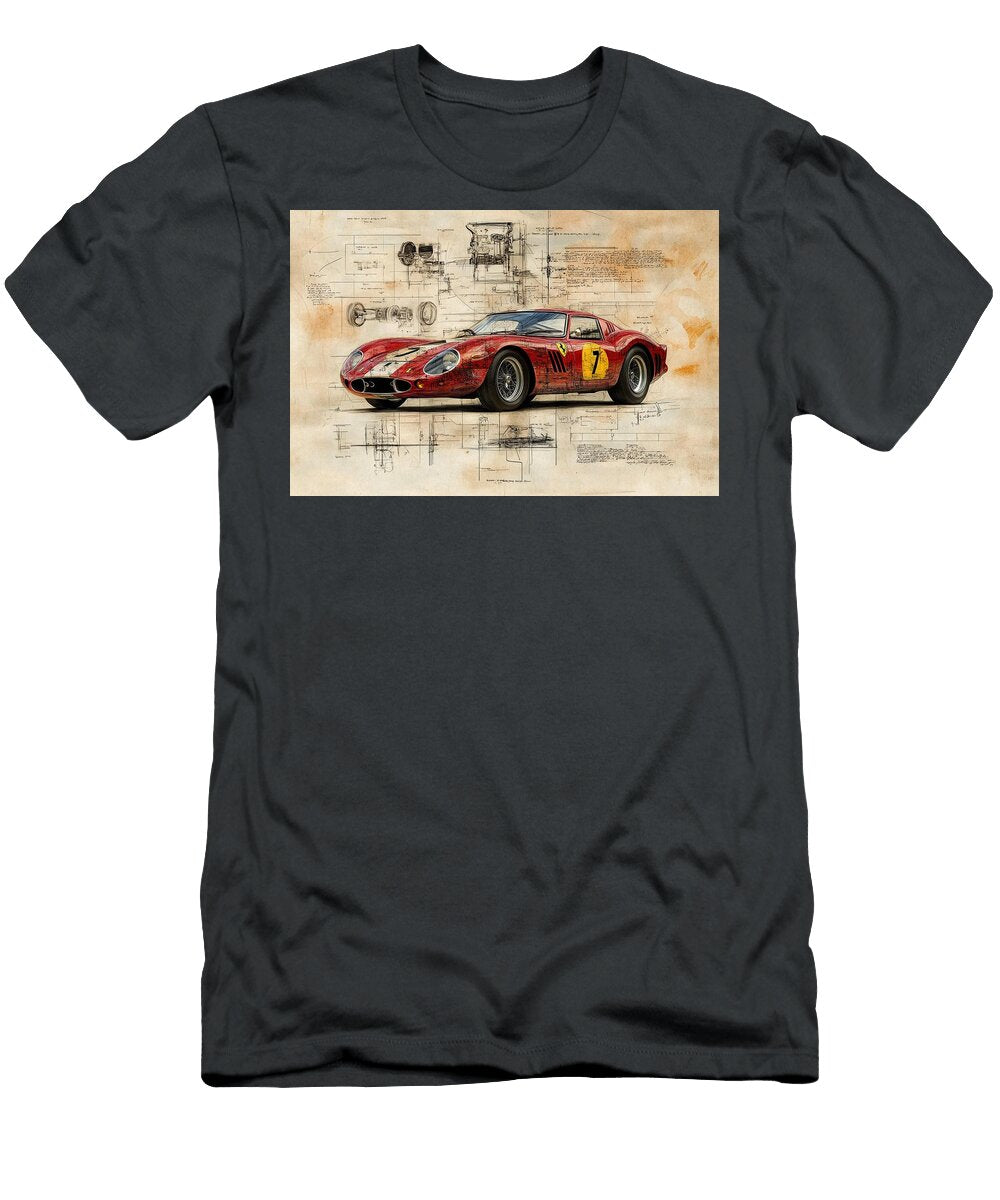 A Renaissance Blueprint of the Ferrari 250 Gto Frederick Vellani T-Shirt