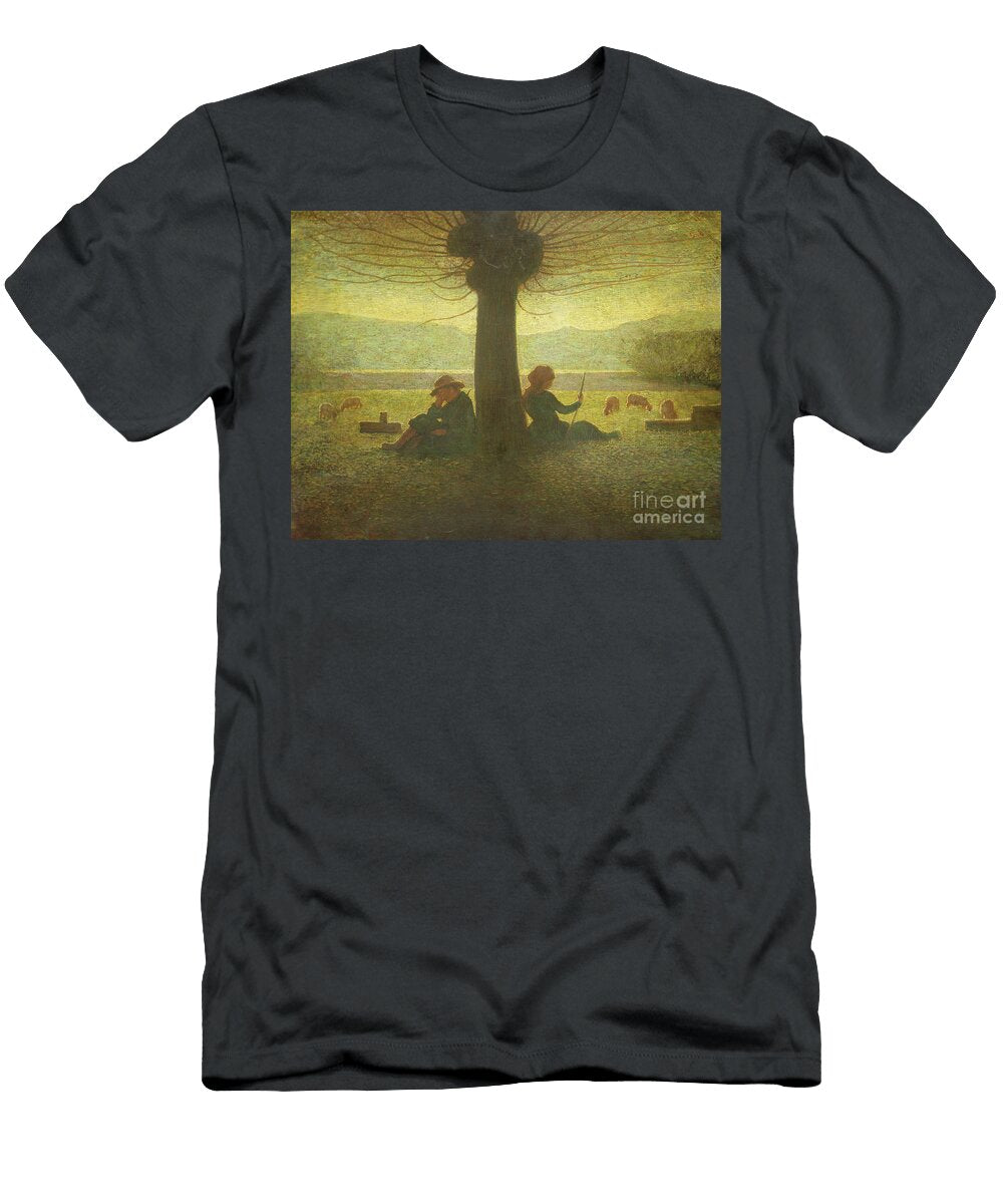 A Shepherd and Shepherdess Resting Beneath a Tree Circa 1905 Giuseppe Pellizza Da Volpedo T-Shirt