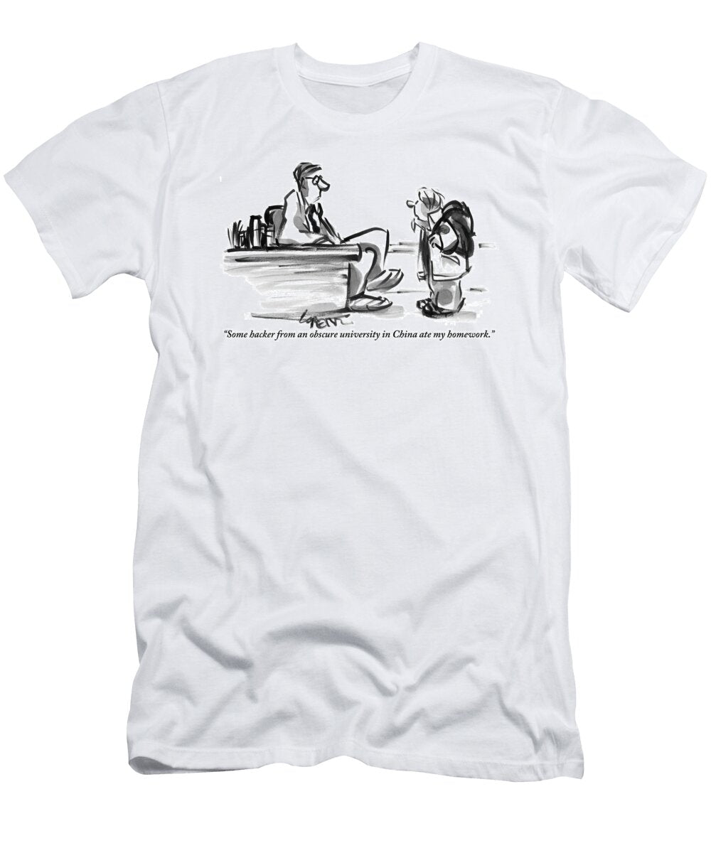 A Student with a Backpack Is Seen Speaking Lee Lorenz T-Shirt