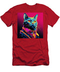 A Stylized Cat in a Colorful 80s Aesthetic Trent Tranto T-Shirt