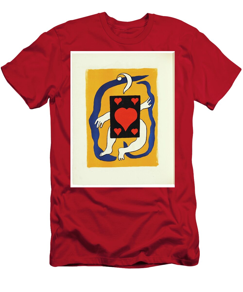 A Stylized Figure Appears Entwined with Blue and Yellow Abstract Shapes Where It Is Clutching a Car Motionage Designs T-Shirt