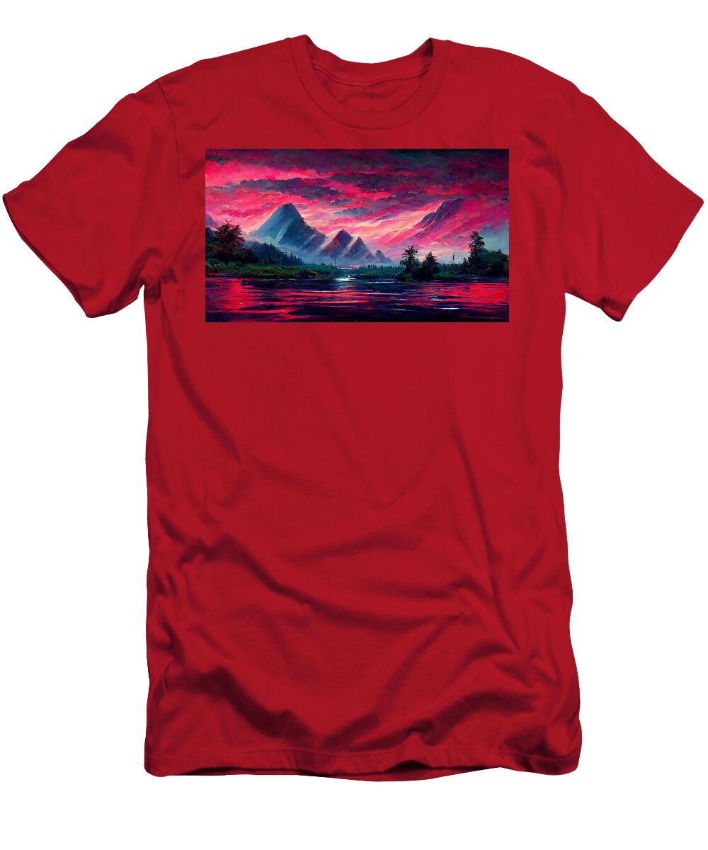 A Synthwave Landscape Painting By Bob Ross 41176e41 2151 467e A81e 8c14a5f62abe Celestial Images T-Shirt