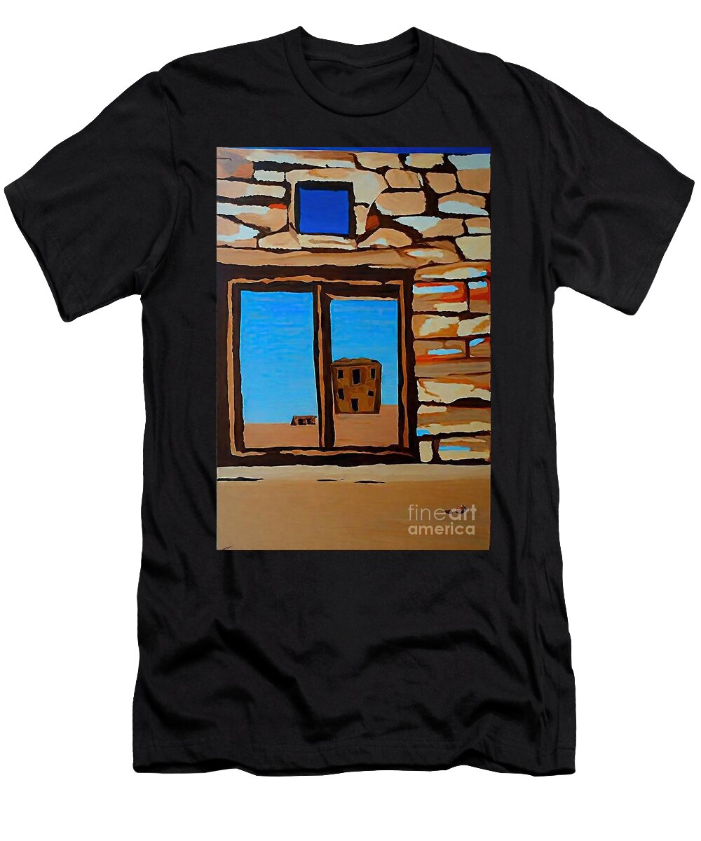 A Time Passed Painting Ruin Hot Dry Outback Country Desert Acrylic Architecture Art Artistic Artwork Background Beautiful Brick Building Bulb City Color Colorful Design Drawing Exterior Fade Frame N Akkash T-Shirt