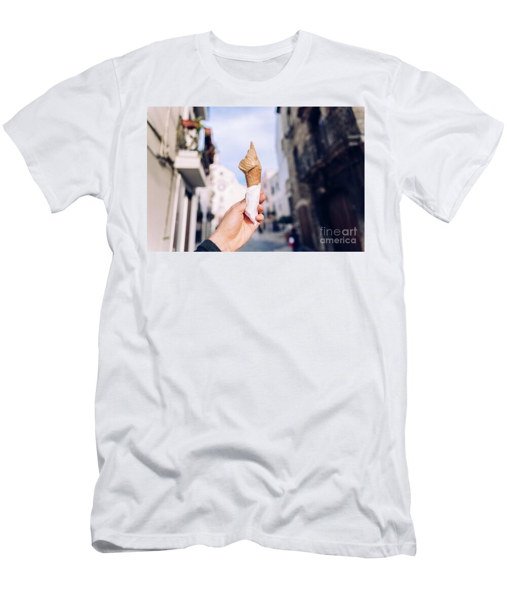 A Waffle with Ice Cream During a Walk Through an Italian City Joaquin Corbalan T-Shirt