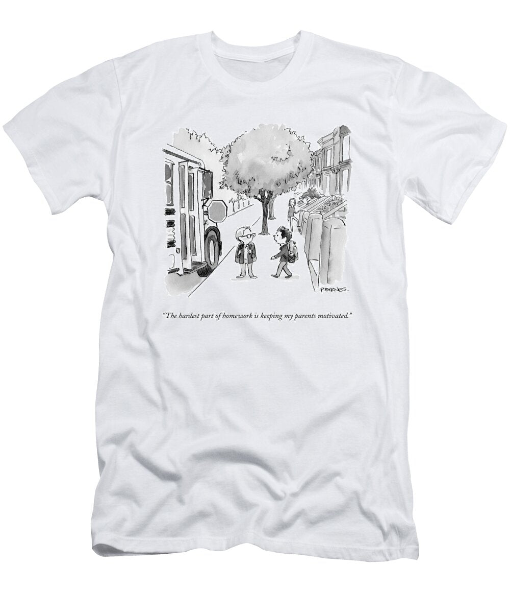 A Young Boy Talks to His Friend As They Board Pat Byrnes T-Shirt
