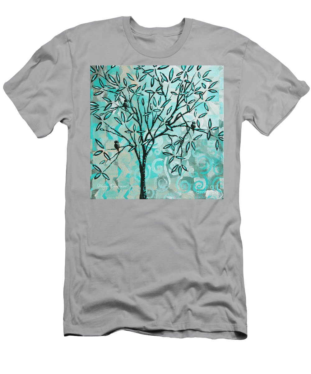 Abstract Floral Birds Landscape Painting Bird Haven Ii By Megan Duncanson Megan Duncanson T-Shirt