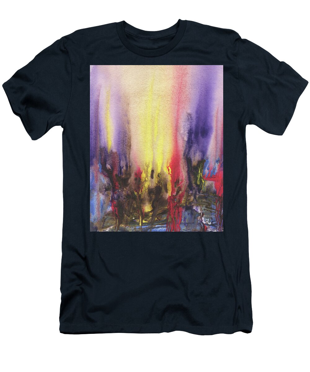 Abstract Landscape with Yellow Purple Sunset Irina Sztukowski T-Shirt