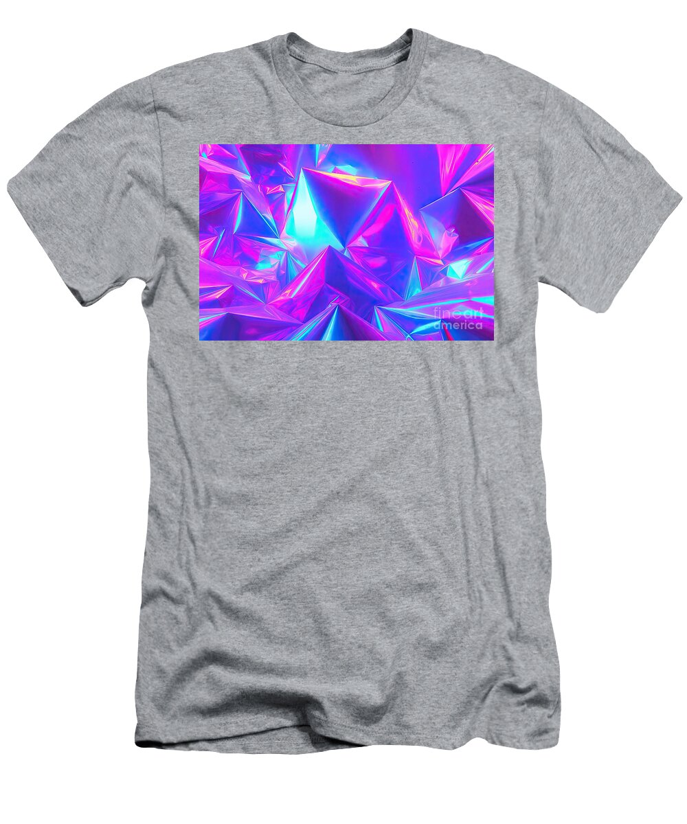 Abstract Modern Bright Colored Holographic Background in 80s Style Synthwave Vaporwave Style Retrowave Retro Futurism Webpunk N Akkash T-Shirt