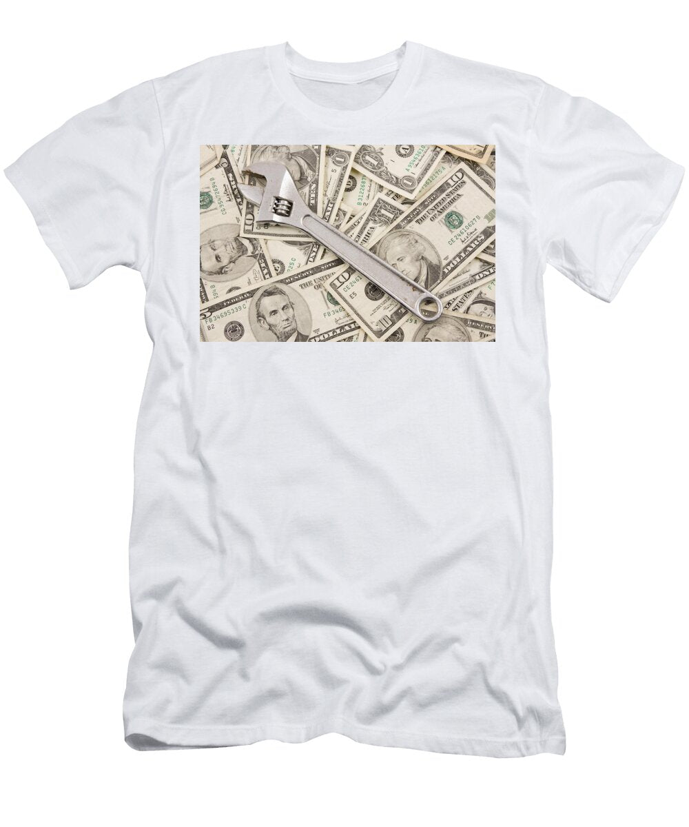 Adjustable Wrench on Pile of Money Keith Webber Jr T-Shirt