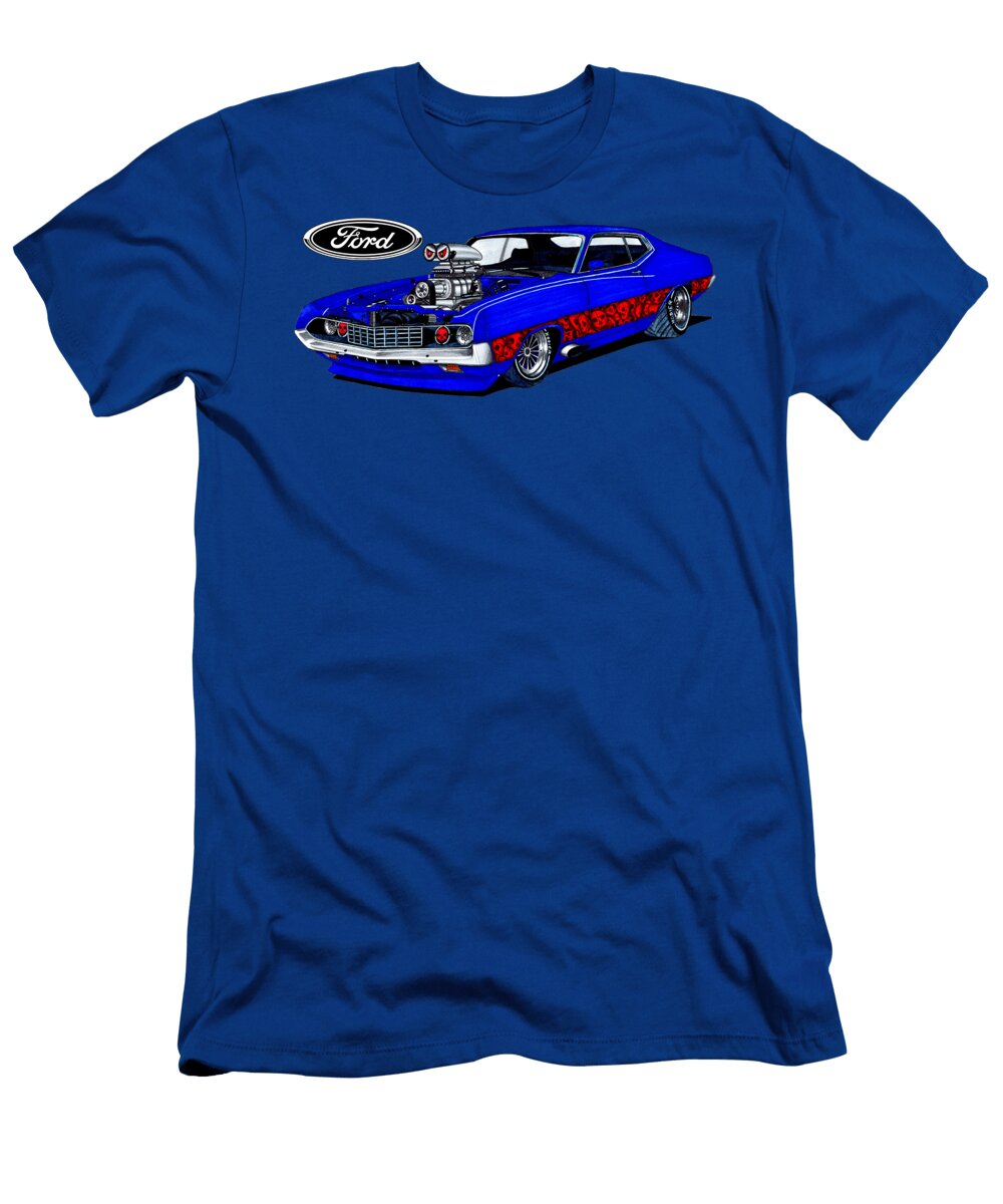 Adorable Legendary American Old School Muscle Car Ford Torino Coupe V8 Supercharged Vladyslav Shapovalenko T-Shirt