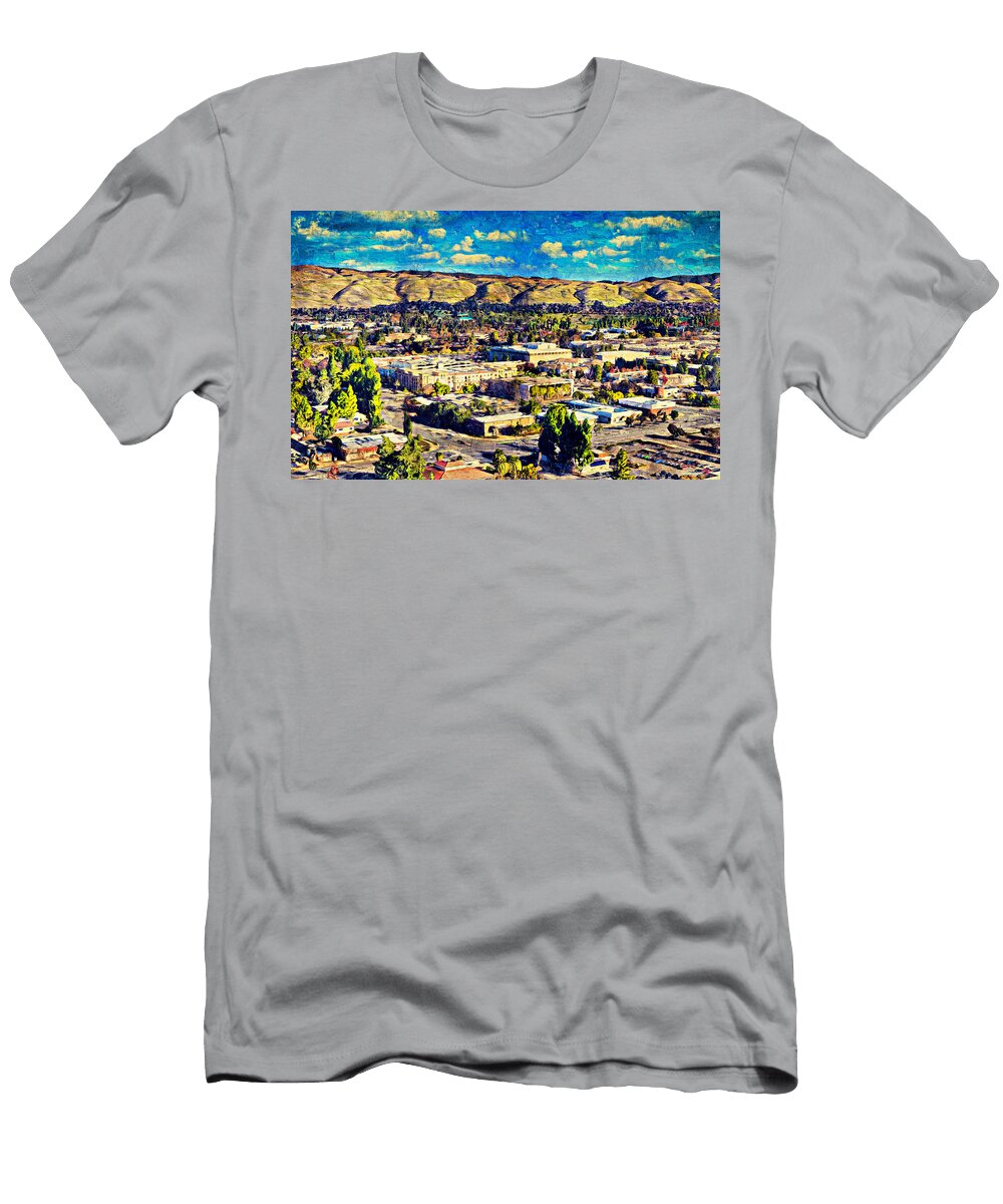 Aerial of Downtown Fremont California Digital Painting Watch and Relax T-Shirt