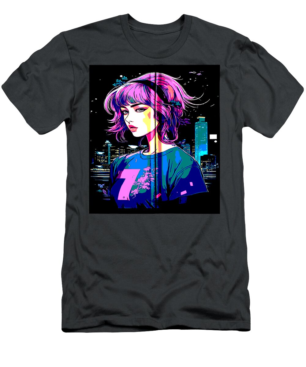 Aesthetic Retro Japanese Vaporwave Anime Futurism Halle Keigan T-Shirt