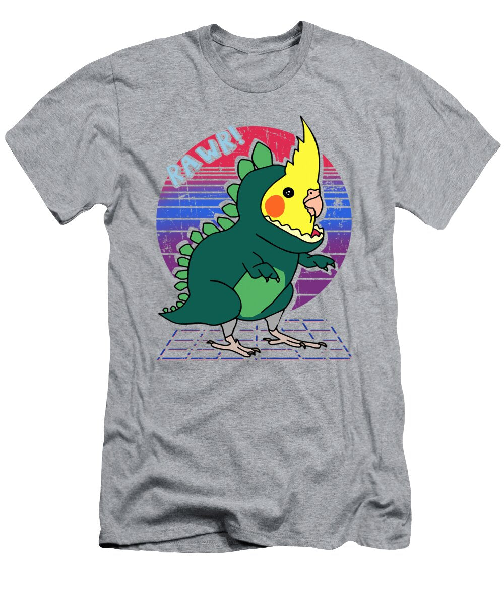 Aesthetic Vaporwave Cockatiel Dinosaur Funny Birb Parrot Ismaia Daria T-Shirt