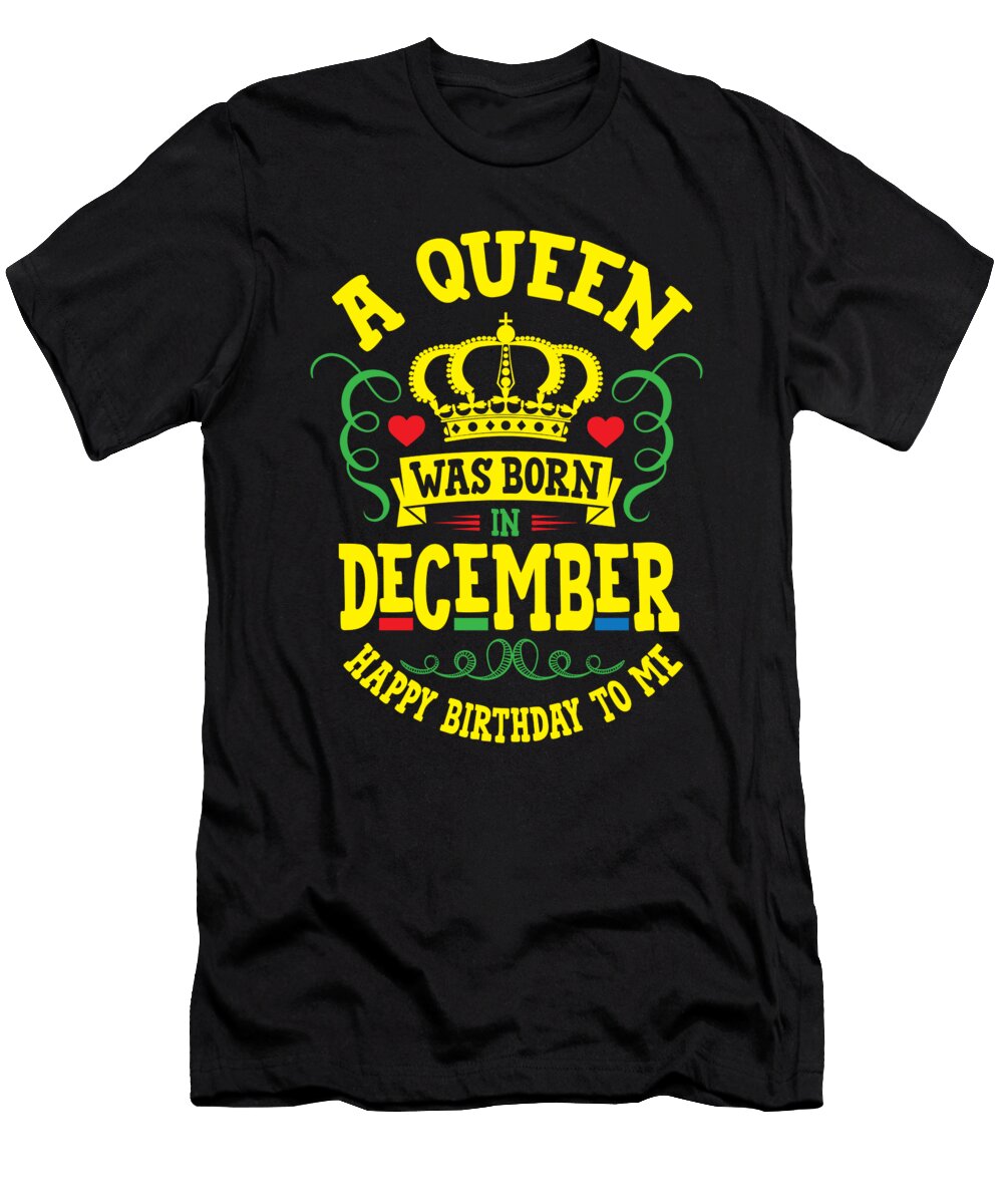 Africa Map Queen Born December Happy Bday to Me Christmas Graphic Sel Mermaid T-Shirt