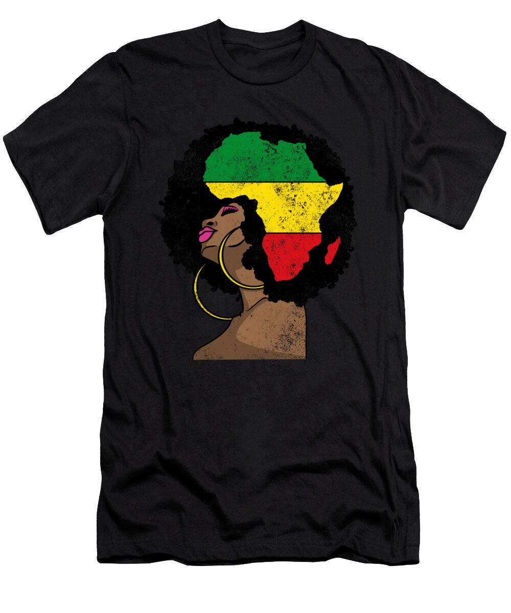 African Queen Proud Woman Afro Black History Month Gift Graphic Sel Mermaid T-Shirt