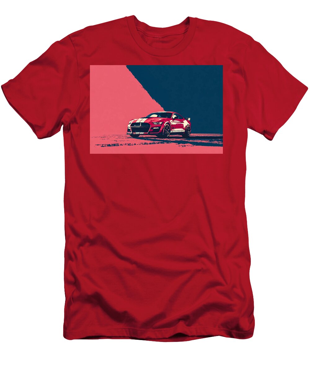 Aggressive Ford Mustang Shelby Gt500 Outline Ultimate Muscle Car Nathanael Ruiz T-Shirt