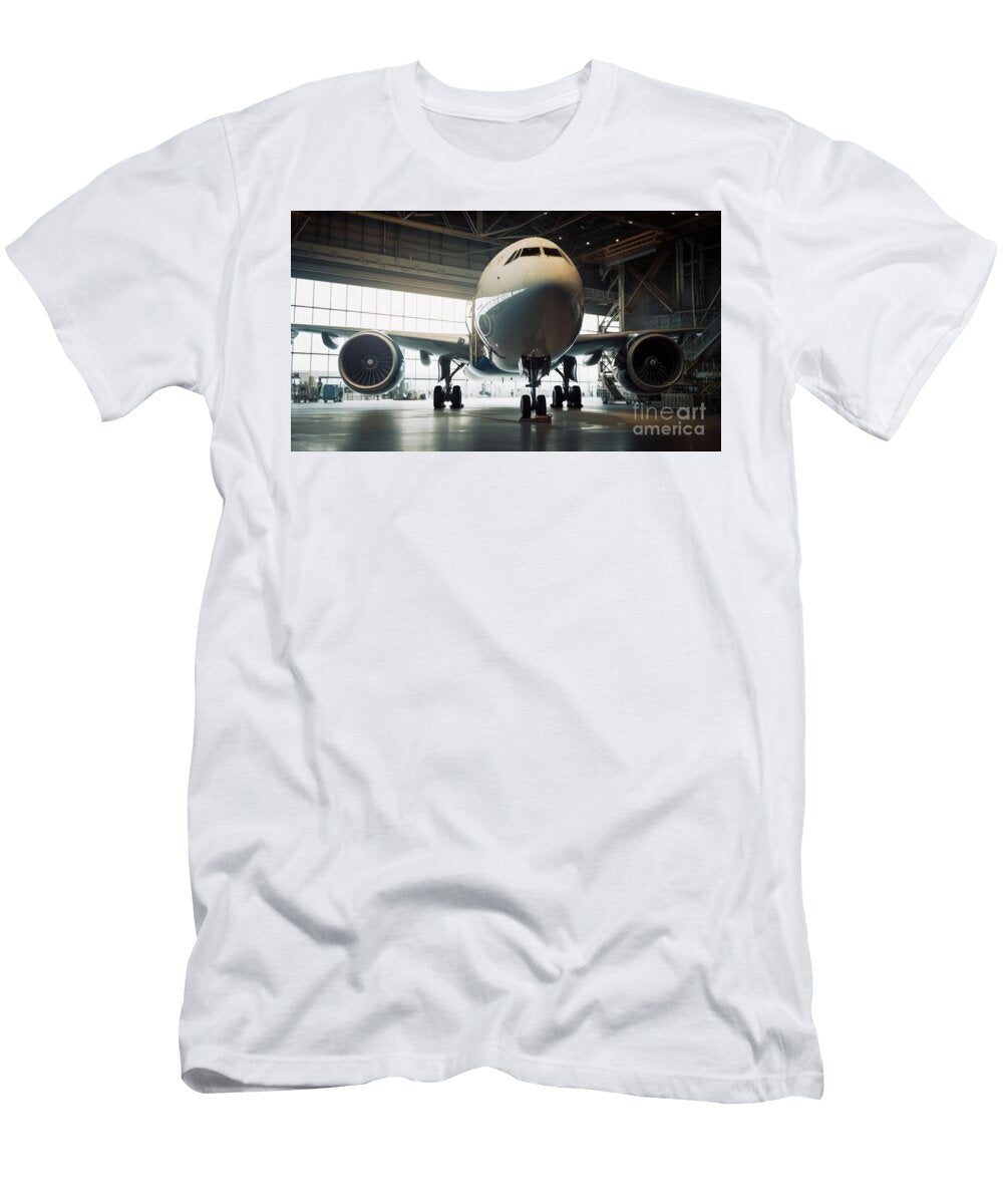 Airplane Jet Plane Inside Airport Hangar Konstantin Sutyagin T-Shirt