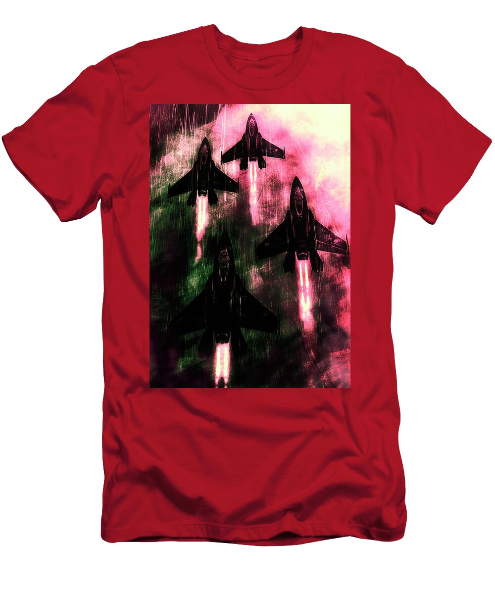 Airshow Jet Formation Jets Flying in a Tight Formation At an Airshow Rhys Jacobson T-Shirt